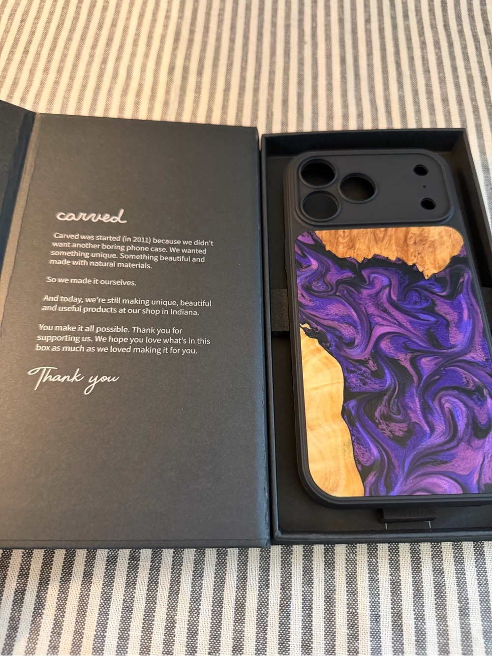 Carved 17 Pro Max Purple Swirl Wood iPhone Case